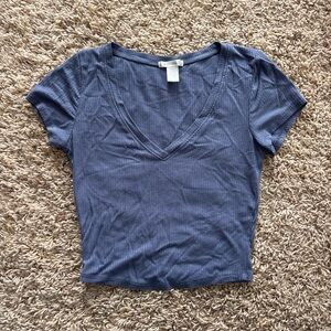 Bozzolo Navy Short Sleeve V-Neck Tee